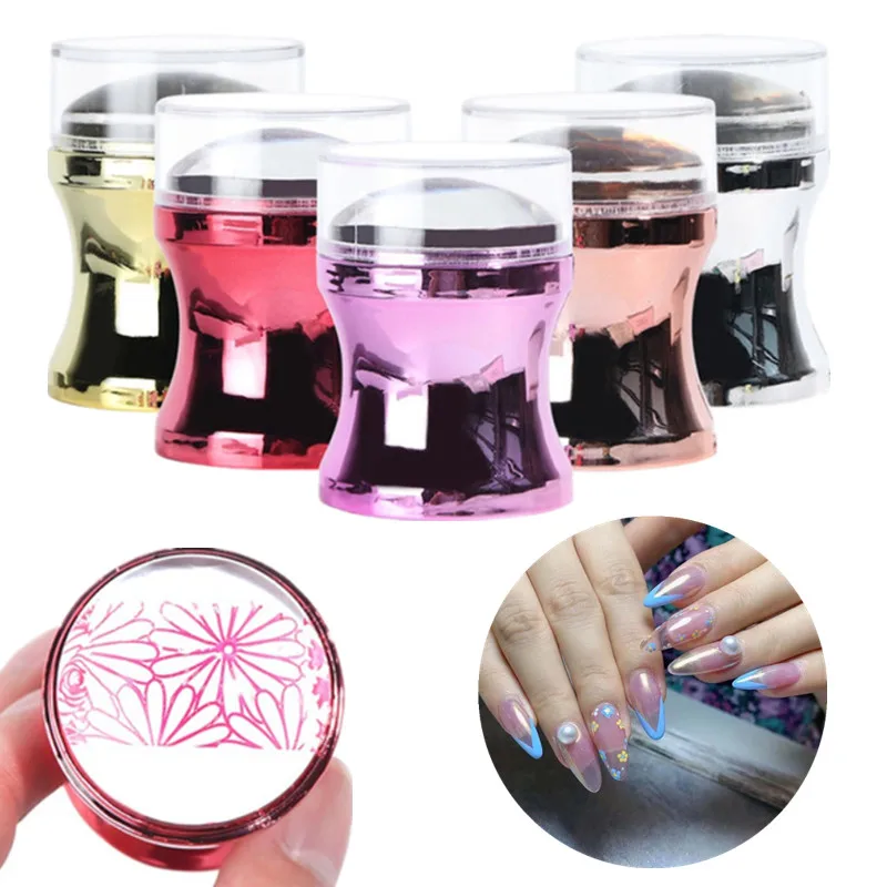 

3Pcs/set Nail Silicone Stamp Manicure Full Transparent Print Head with Cover Stamping Stamping Plate DIY Transfer Polish Stamper