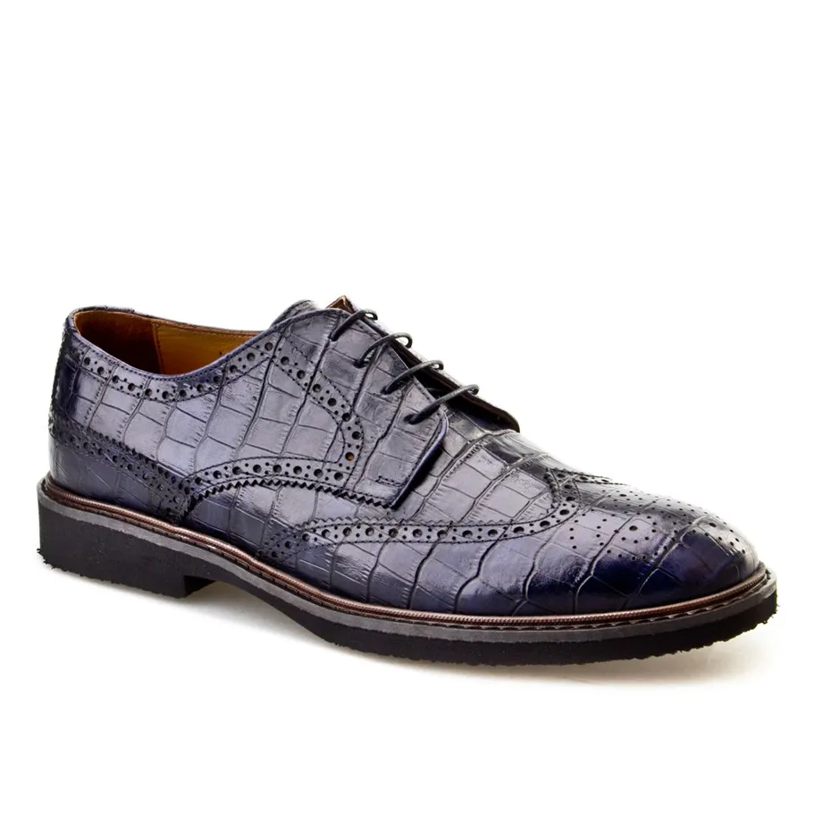 

Genuine Leather Navy Blue Lace-Up Men Casual Shoes
