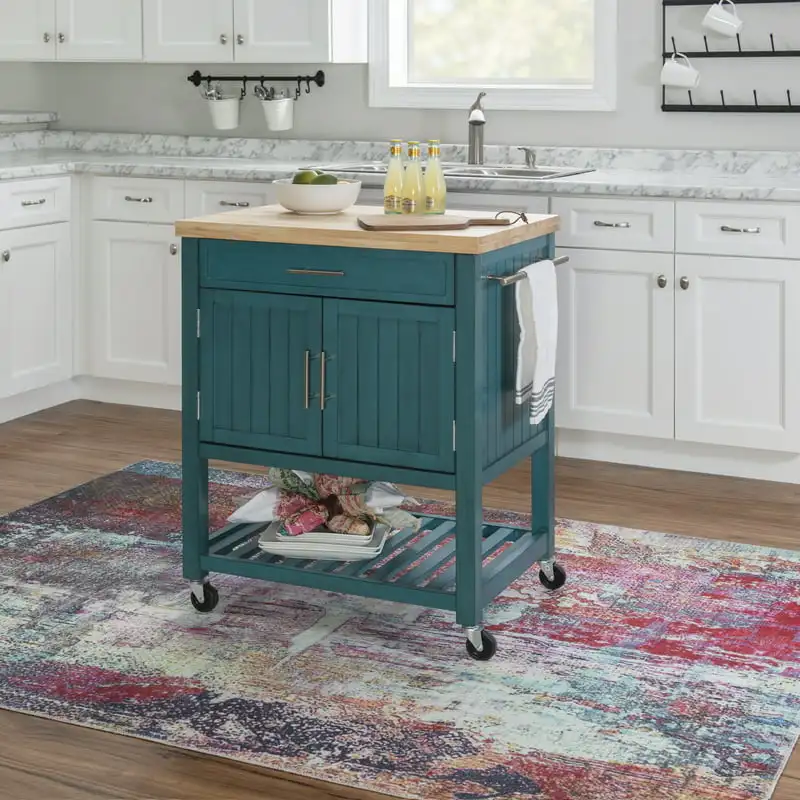 

Kitchen Cart, Teal with Butcher
