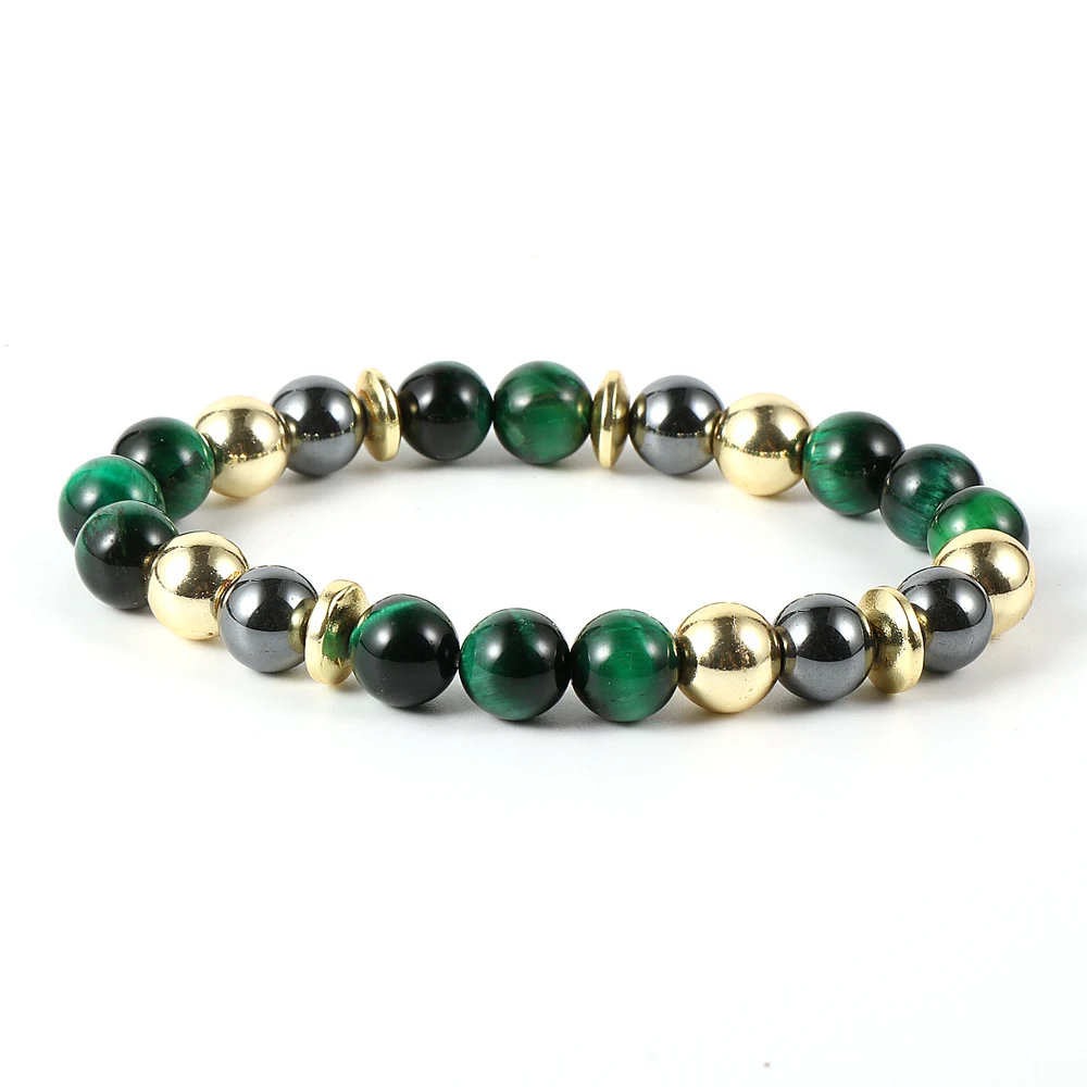 

8mm Natural Stone Elastic Bracelets For Women Men Tiger Eye Turquoise Hematite Beads Gemstone Handmade Bangles Gifts For Couples