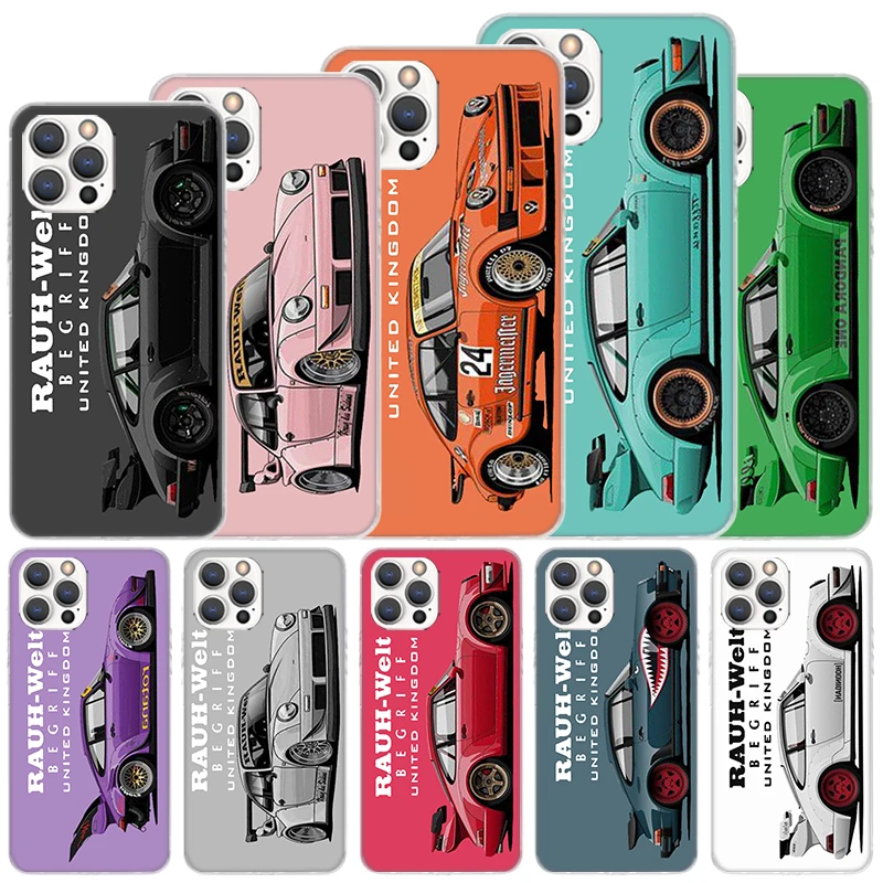 Спортивный автомобиль Drift RWB 911 964 933 мягкий чехол для iPhone 11 12 13 Mini 14 Pro Max Apple Phone Cover X XS XR SE 7 Plus 8 + 6 6S 5S F