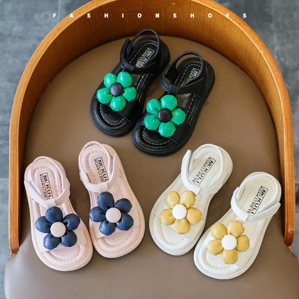 

Новинка 2020, детские летние сандалии, модная мягкая обувь из искусственной кожи для девочек, пляжная обувь в Корейском стиле для маленьких пр...