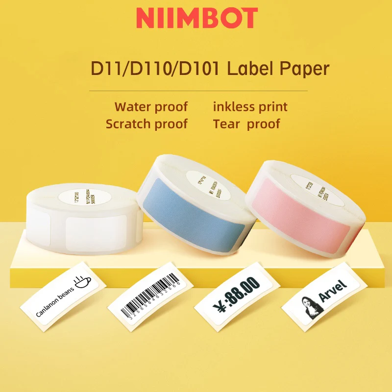 

Niimbot D11 D110 D101 Label Maker Sticker Replacement Transparent Colorful White Label Tape Print Waterproof Tearproof Paper