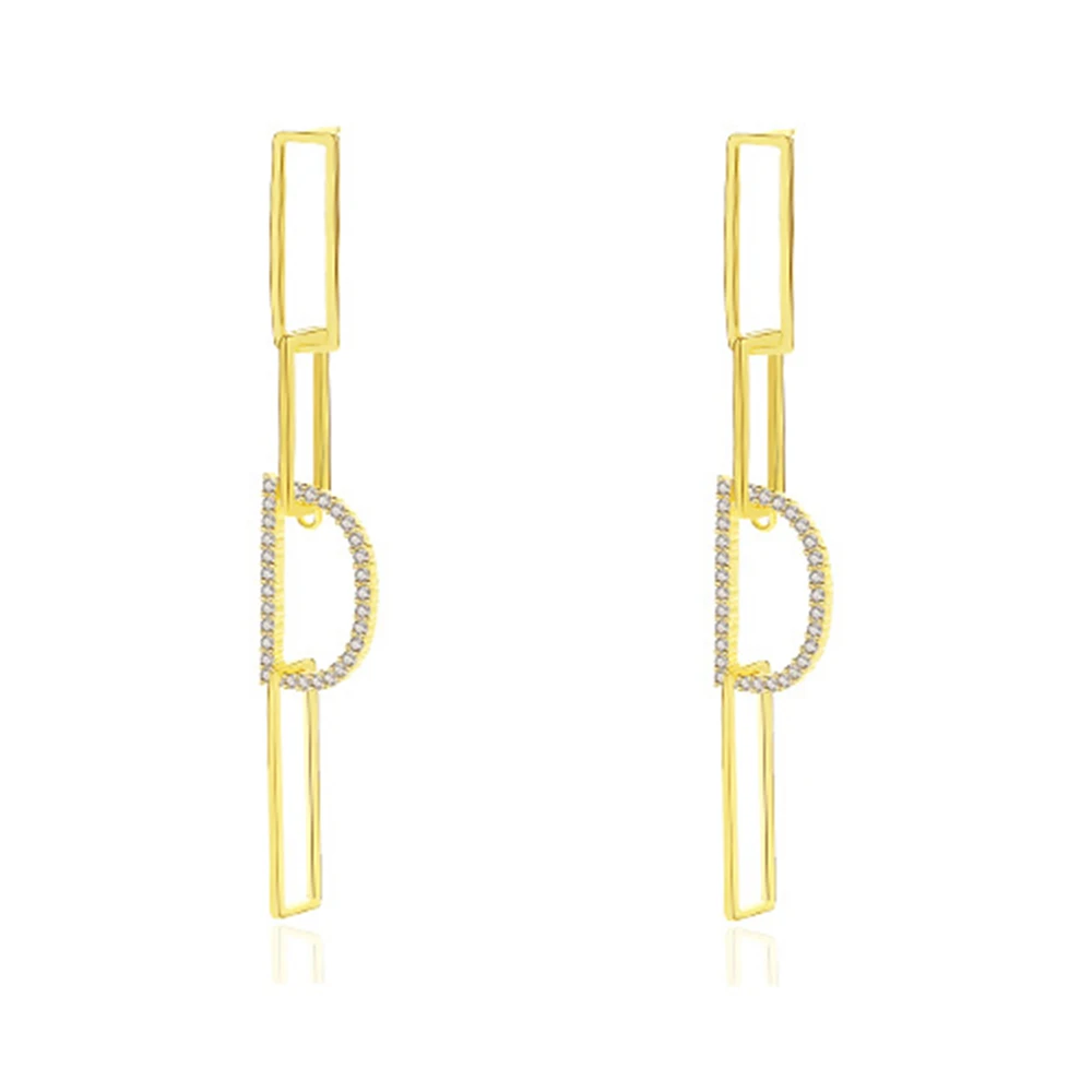 

Серьги WPB S925 из стерлингового серебра, Женские Геометрические серьги с буквой D, женские яркие циркониевые Роскошные ювелирные изделия, праз...