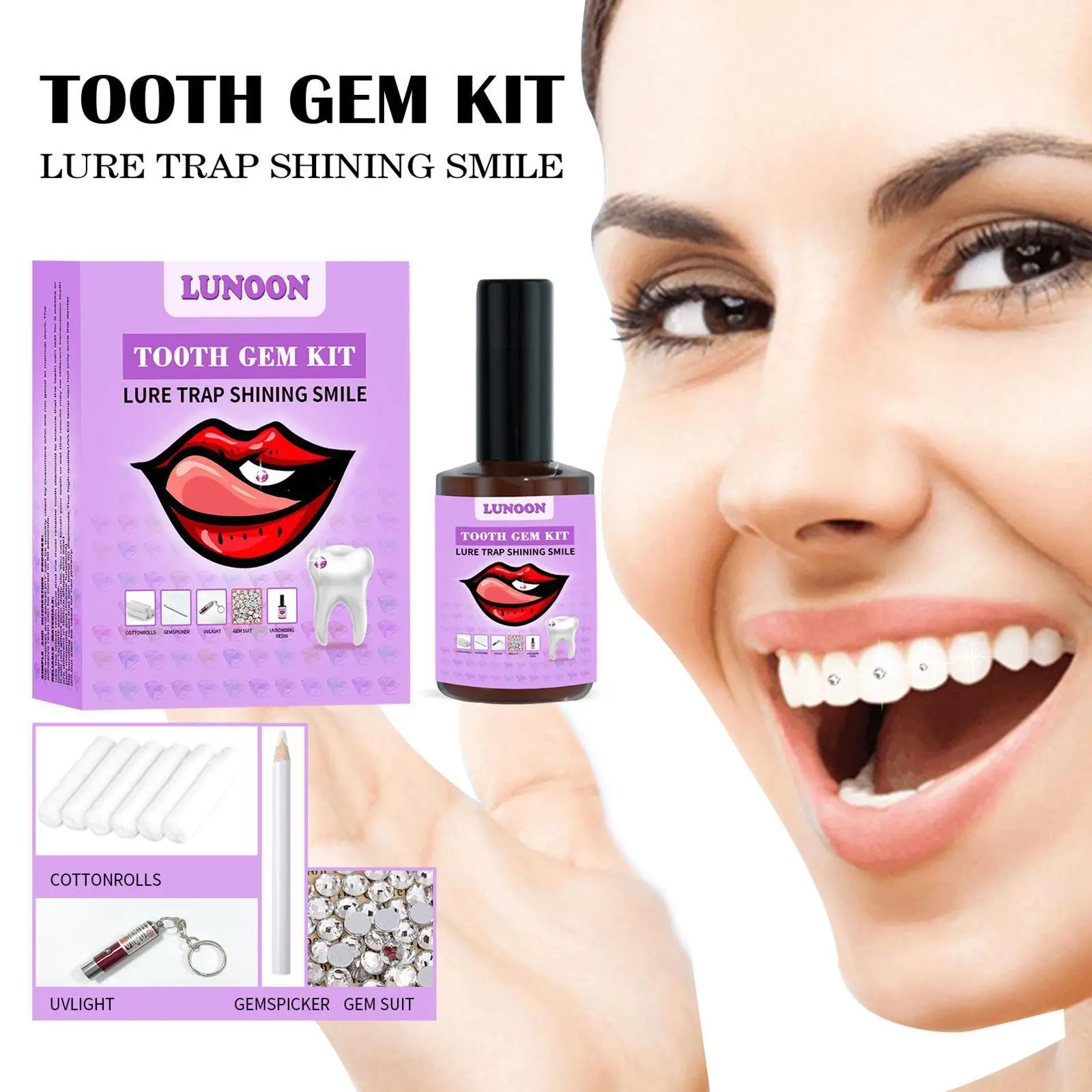 Tooth Jewelry Kit DIY Teeth Gems Kit With Glues And Light Firm Reliable Clear Precious Stone Crystal Tooth Ornaments Jewellery