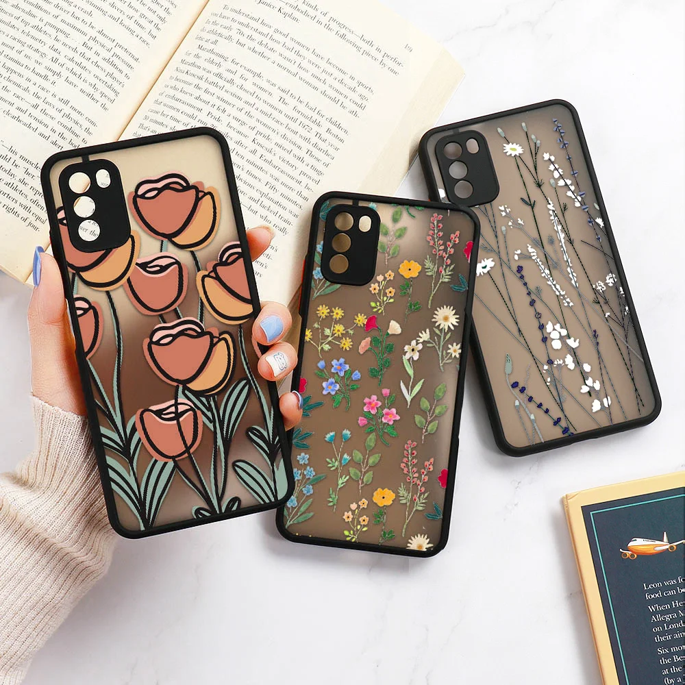 

A52 A12 A21S Case For Samsung S20 FE Case Hard PFunda Samsung S21 Ultra S21 Plus A22 A32 A72 A51 A71 A31 A52S Cover Matte Flower