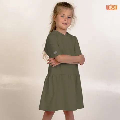 Детское платье с капюшоном TUOT для девочек, хаки