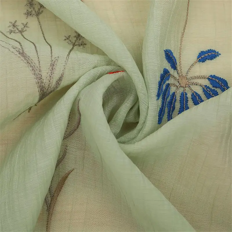 

125cm Width Water Grass Flower Plant Embroidery Dress Shirt Cloth