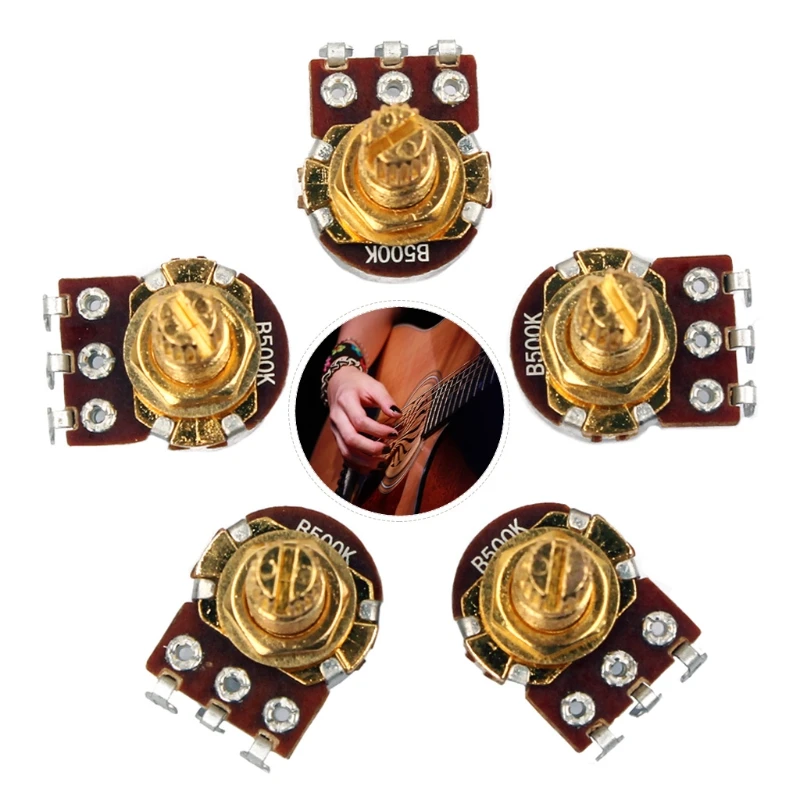 

5Pcs B500k Potentiometer Splined Pot Electric Guitar Bass Effect Amp Tone Volume Parts dropshipping