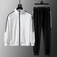 autumn and winter mens sports suits mens bundle feet cotton proof jacket jacket three bar sweater casual pants two piece tide