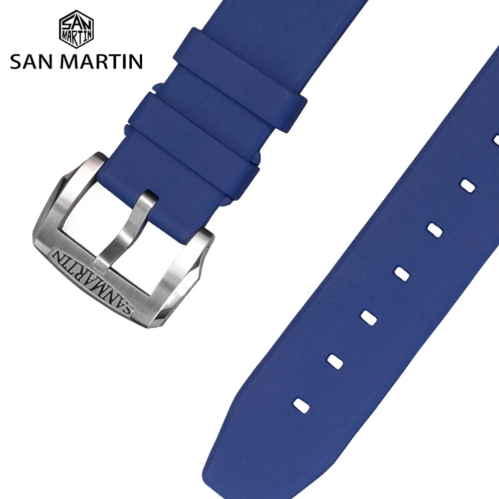 

San Martin Quick Release Fluororubber Watch Strap Durable Waterproof FKM Watch Bands For Men Women Comfortable Watch Belt SF0001