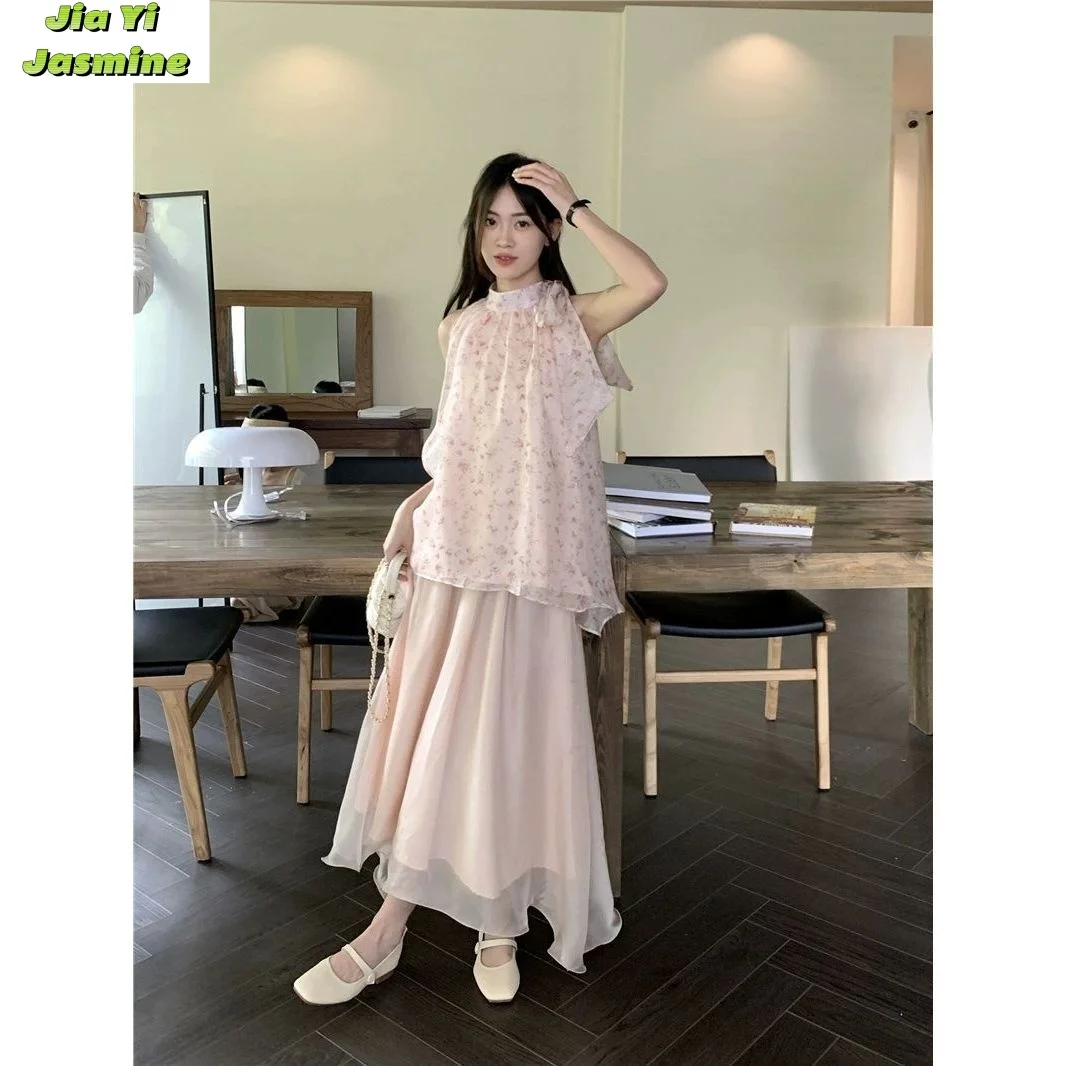 Весна 2024 милое розовое ажурное длинное Сетчатое платье с цветочным принтом First Love