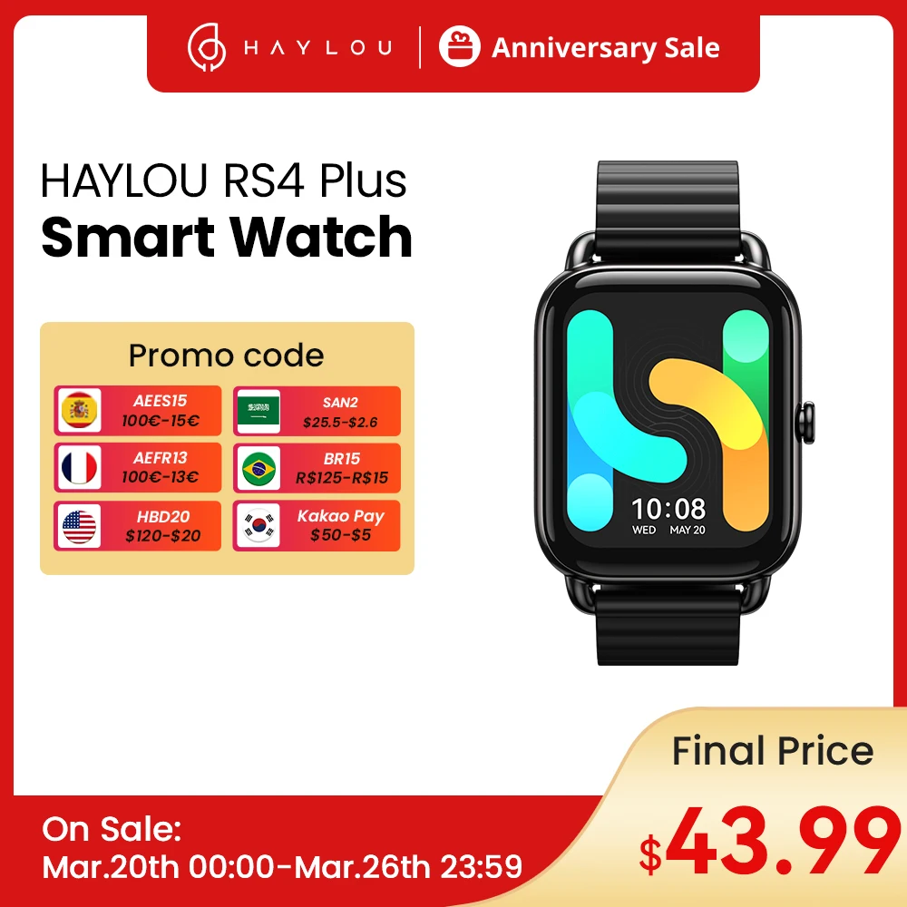 HAYLOU RS4 Plus Smartwatch 1.78'' AMOLED Display 105 Sports Modes 10-day Battery Life Smart Watch  for Men Smart Watch for Women