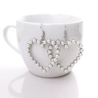 fashion pearl peach heart big earring punk jewelry for cool women girl friendship gifts