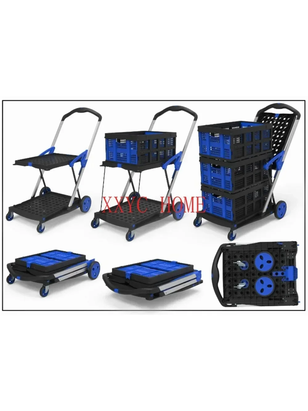 Новые двухслойные складные тележки легкие алюминиевые для покупок с ящиком