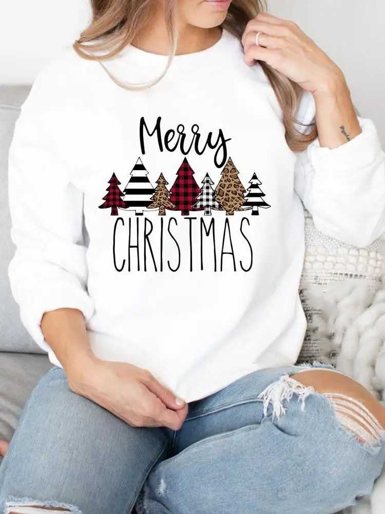 

Пуловер женский в клетку с надписью «Merry Christmas»