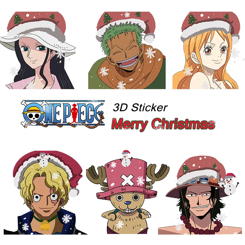 

Anime ONE PIECE Hobby Collection Sports/Mobile Adhesive Waterproof Peeps 3D Holographic Christmas Luffy Zoro Chopper Stickers