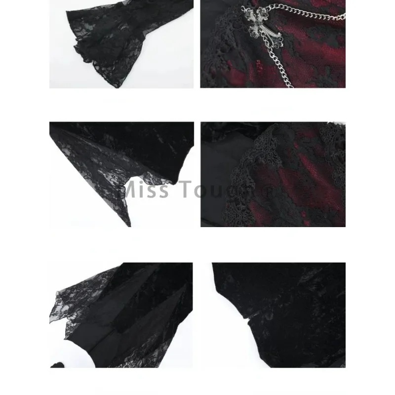 Женское кружевное платье в стиле гранж Y2k готическое облегающее темной академии