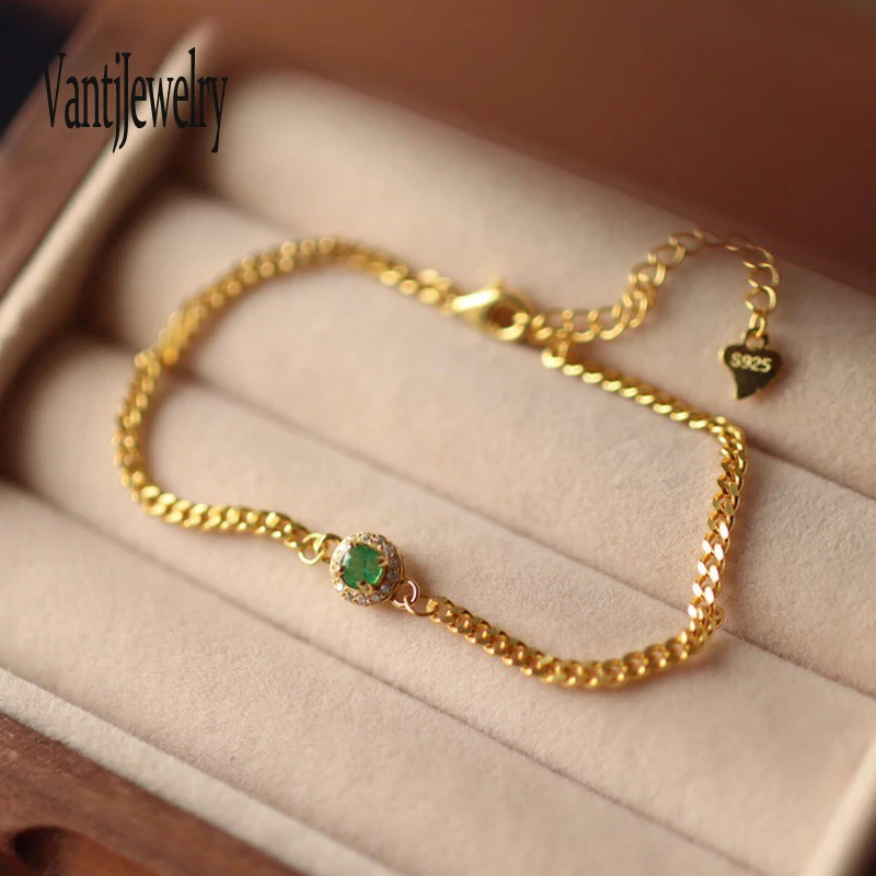 

Женский браслет из серебра 925 пробы, с натуральным изумрудом