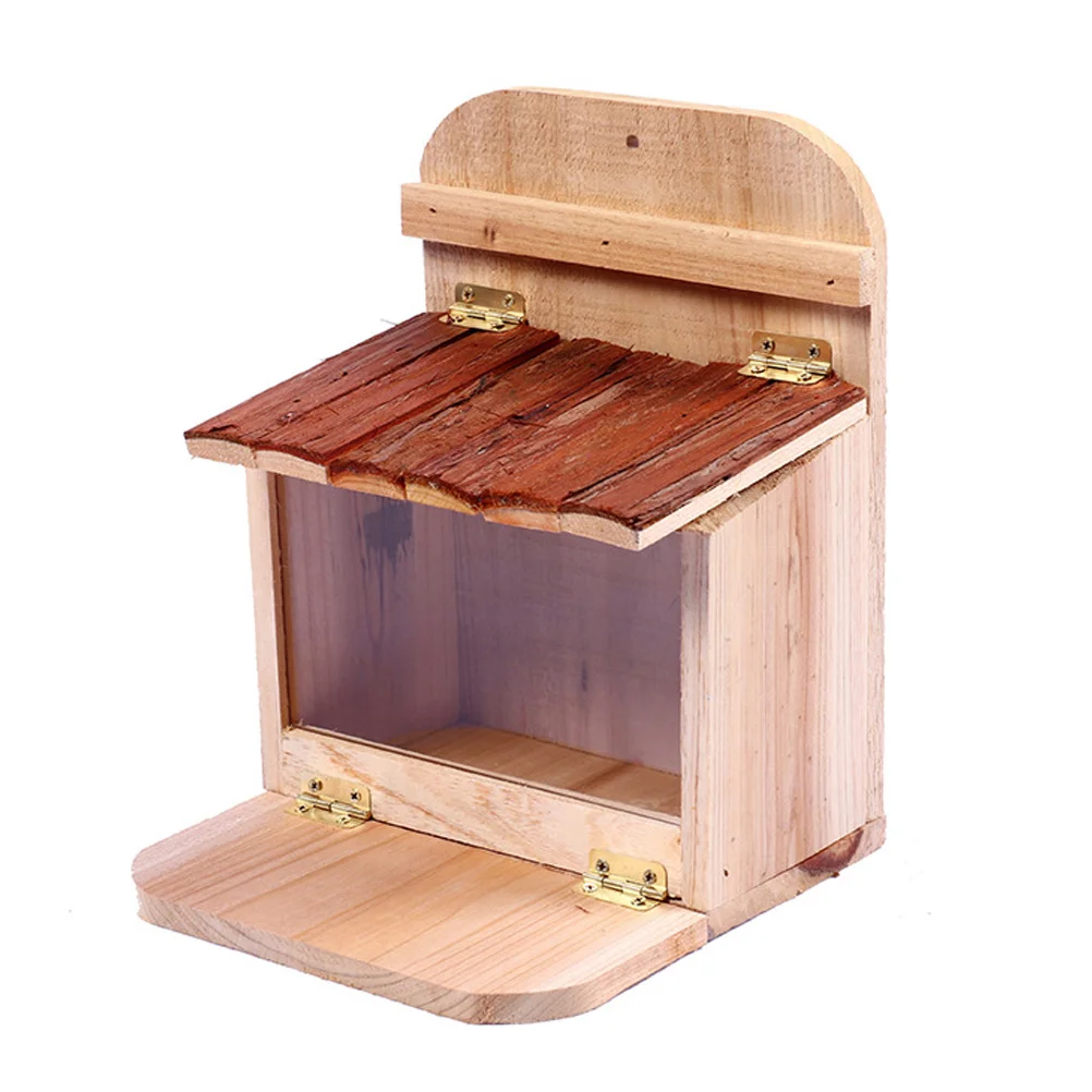 

Wooden Squirrel Food Box Squirrel Feeding House Garden Hanging Bird Feeder