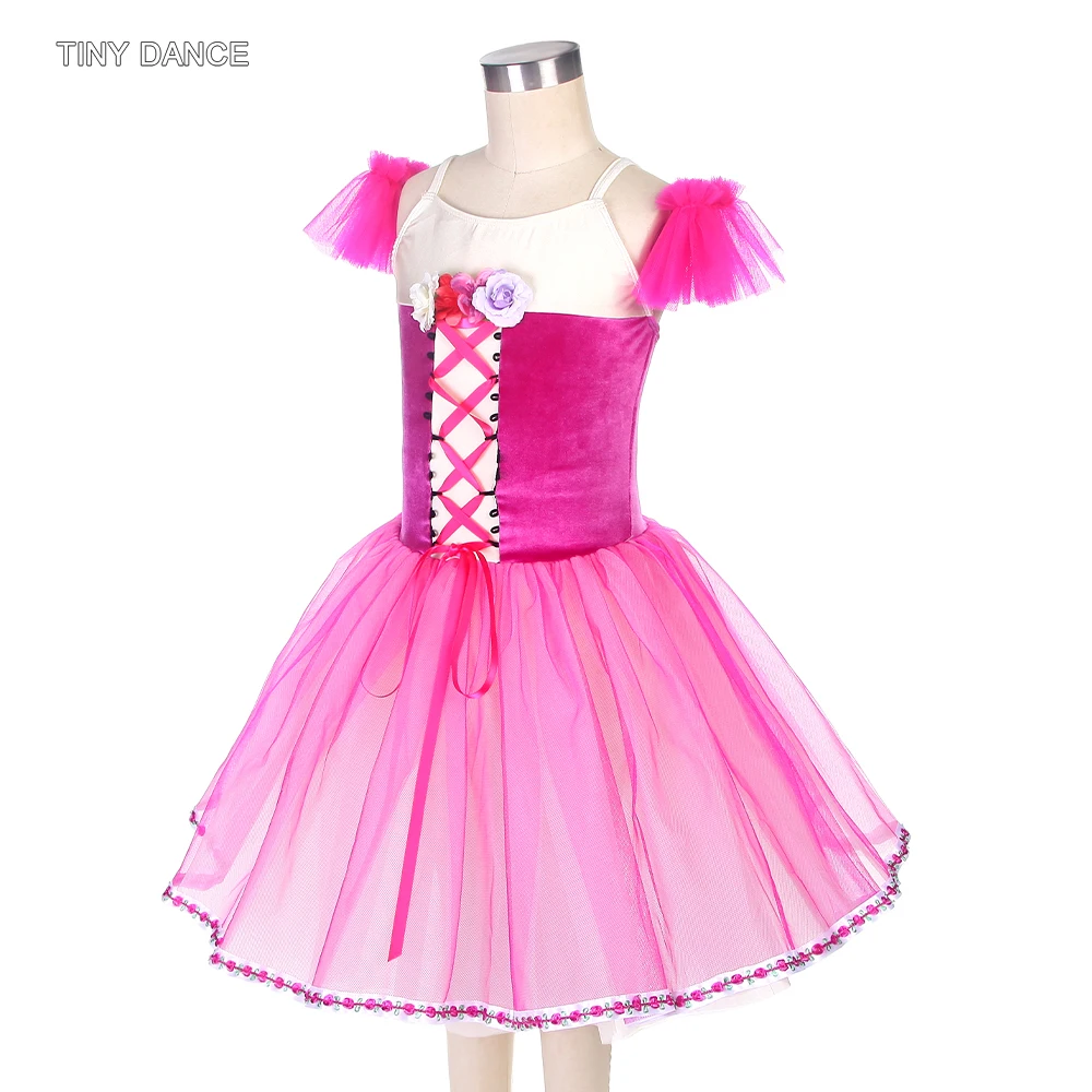 Романтичная юбка-пачка для девочек и женщин ярко-розовый бархатный лиф со слоями