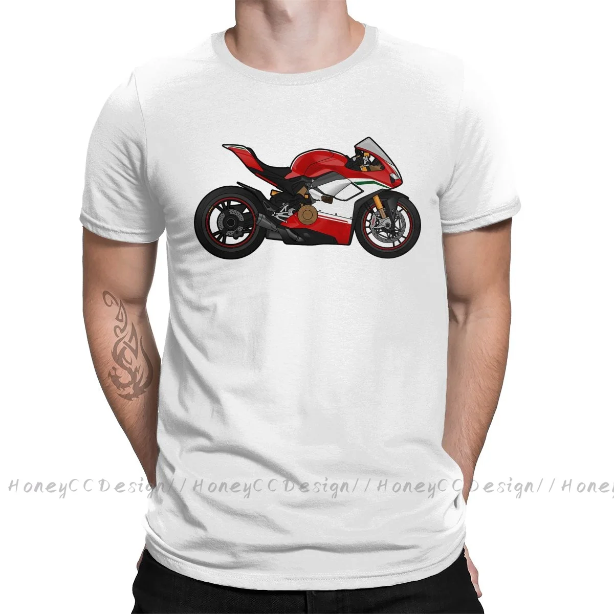 Rossi New Arrival T-Shirt Ducati Panigale V4 Speciale Shirt Crewneck Cotton Men TShirt For Adults Plus Size