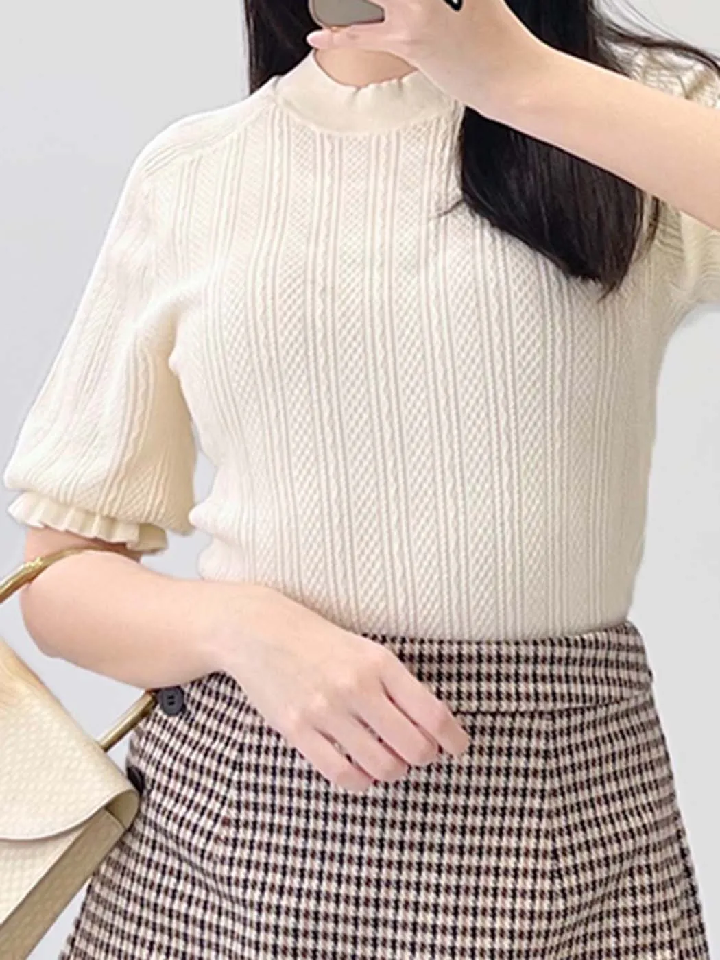 

Elegant White Knitted T Shirt Women 2022 Summer Spring O Neck Half Sleeve Solid Fashion Tee Shirts Sweater Casual Tops Female