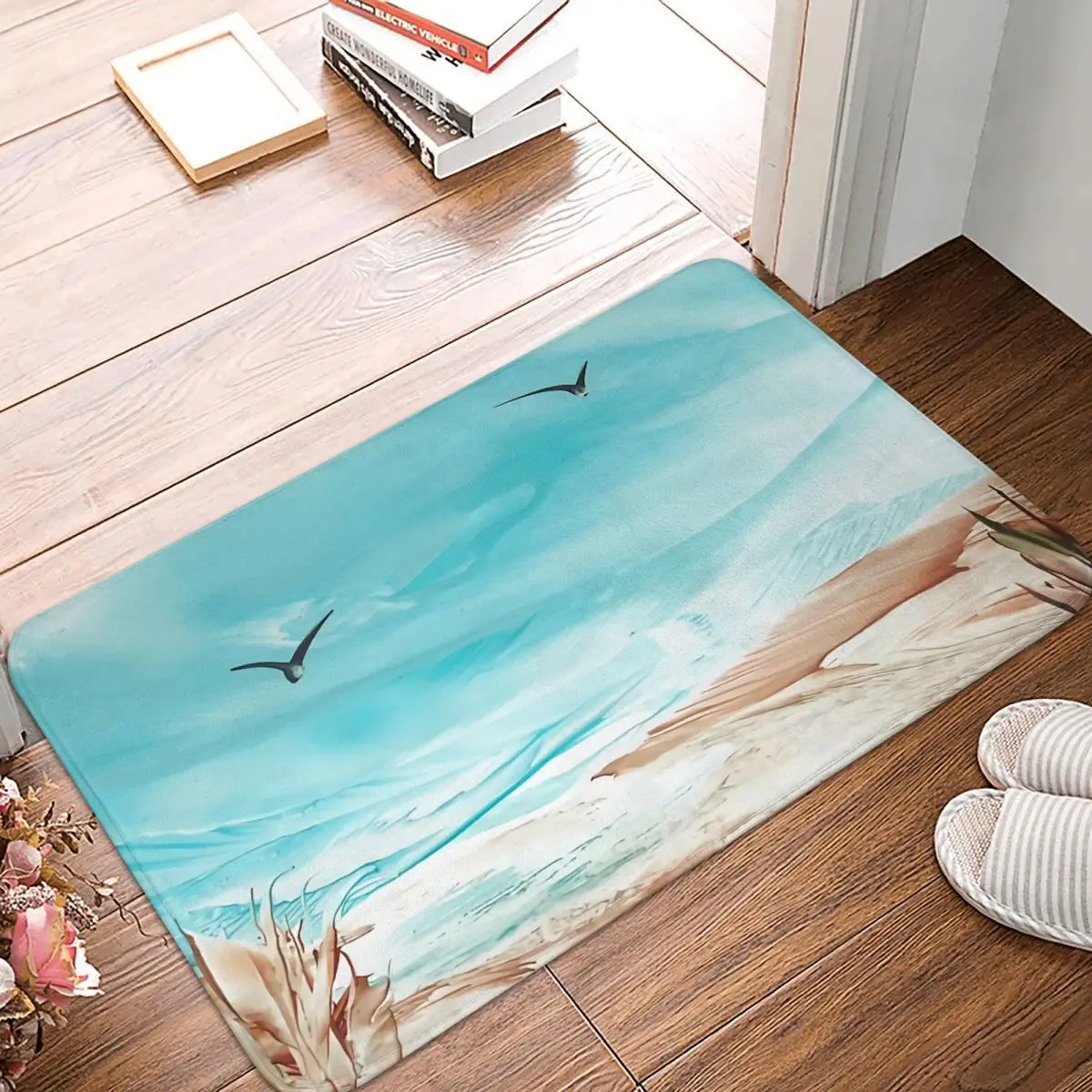 

Seagull Non-slip Doormat Sand And Sea Bath Bedroom Mat Prayer Carpet Home Modern Decor
