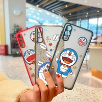 cartoon doraemon cute for samsung galaxy s22 s21 ultra s20 fe lite s10 s9 s8 plus 5g frosted translucent phone case cover coque