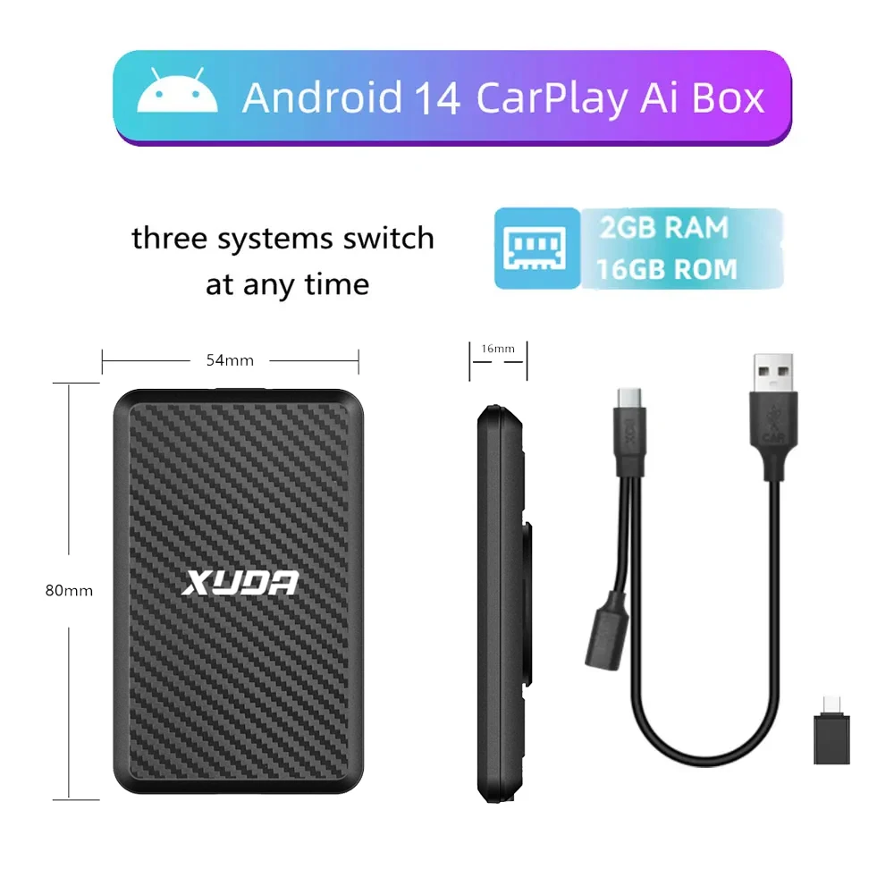 

2 + 32G Ai Box Android 13, беспроводная Android Auto и CarPlay, умная ТВ-приставка, поддержка Youtube Netflix, автомобильные акс