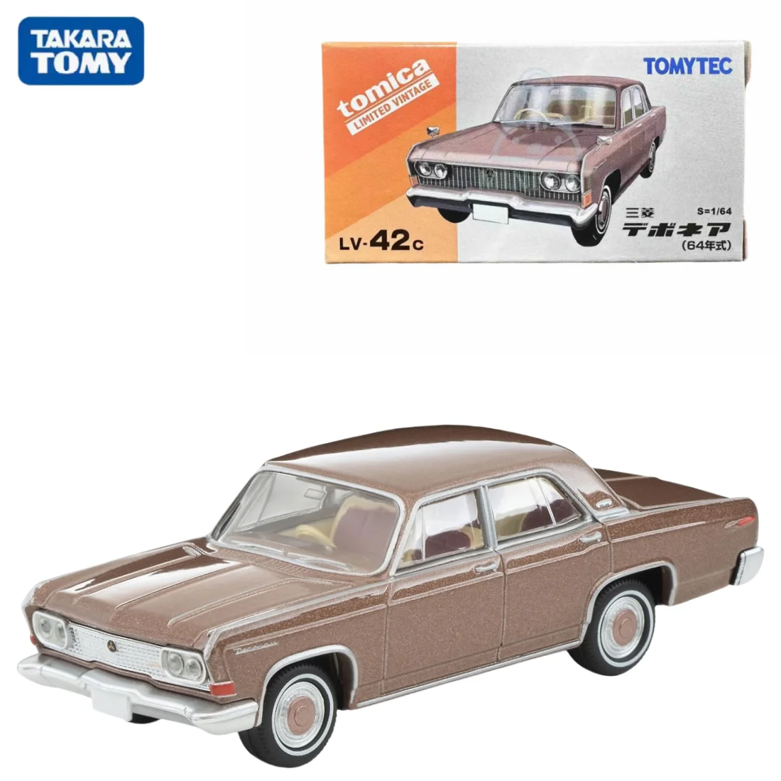 TAKARA TOMY TOMICA 1:64 TLV LV-42c Mitsubishi Debonair миниатюрная модель сжатия коричневого сплава