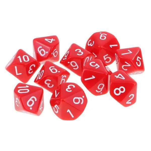 

2X D10 Polyhedral s Roleplay Toys Games Gift Props New Red