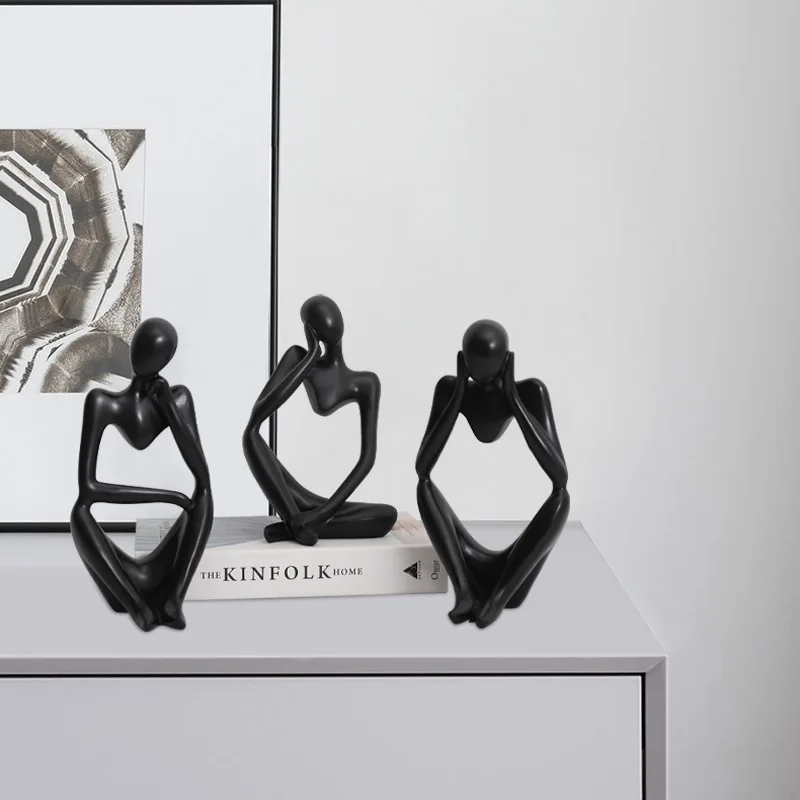 

Office Home Decoration Resin Figurine Abstract Thinker Statue Nordic Crafts Sculpture Modern Art Desktop Decor Handmade