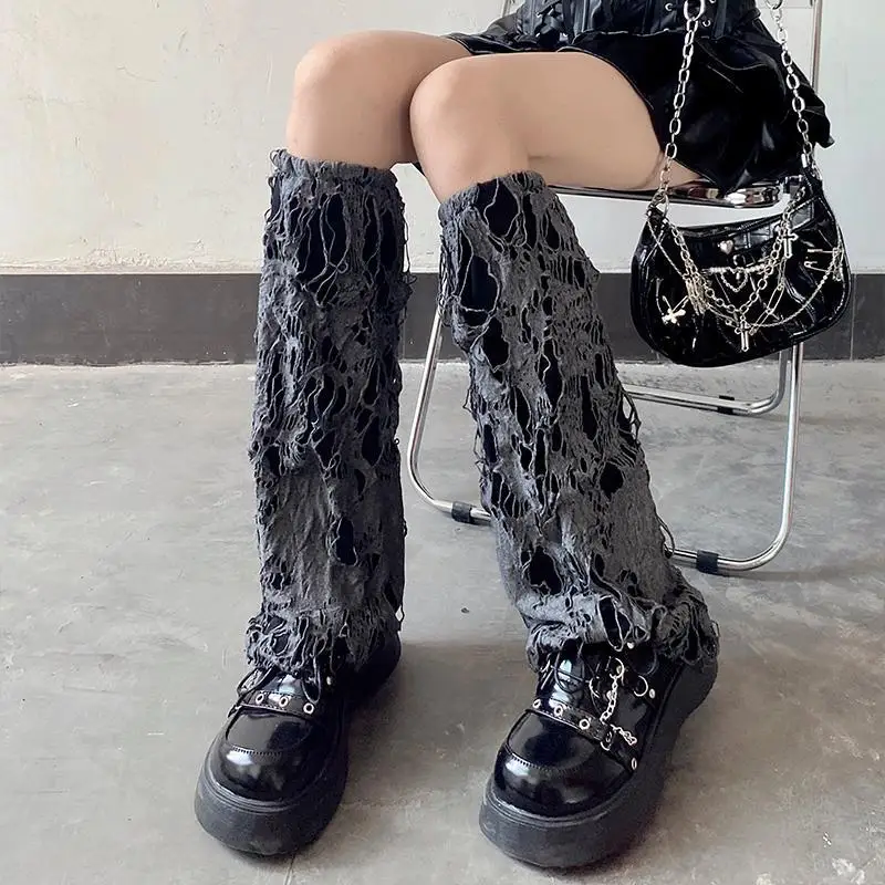 Lolita Hollowed Out Design Leg Warmer Foot Socks Punk Hole Leg Warmer Long Socks for Women Girls Japanese Jk Boots Socks