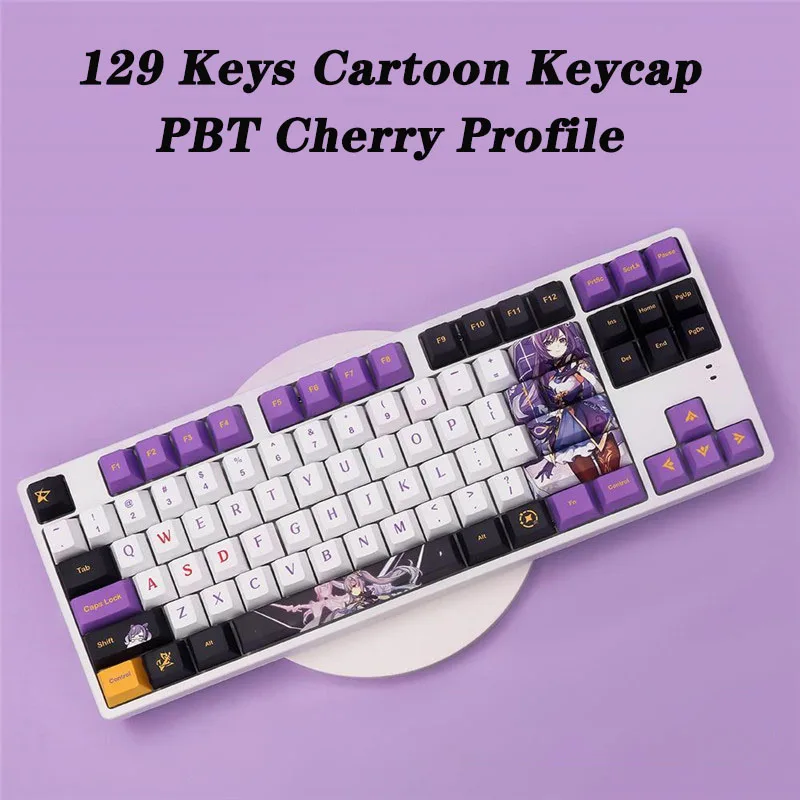 

129 Key Genshin Impact PBT Keycaps Gamer Player Anime Role Keqing Dye-subbed Cherry Profile Mechanical Keyboard Cap Cosplay Girl