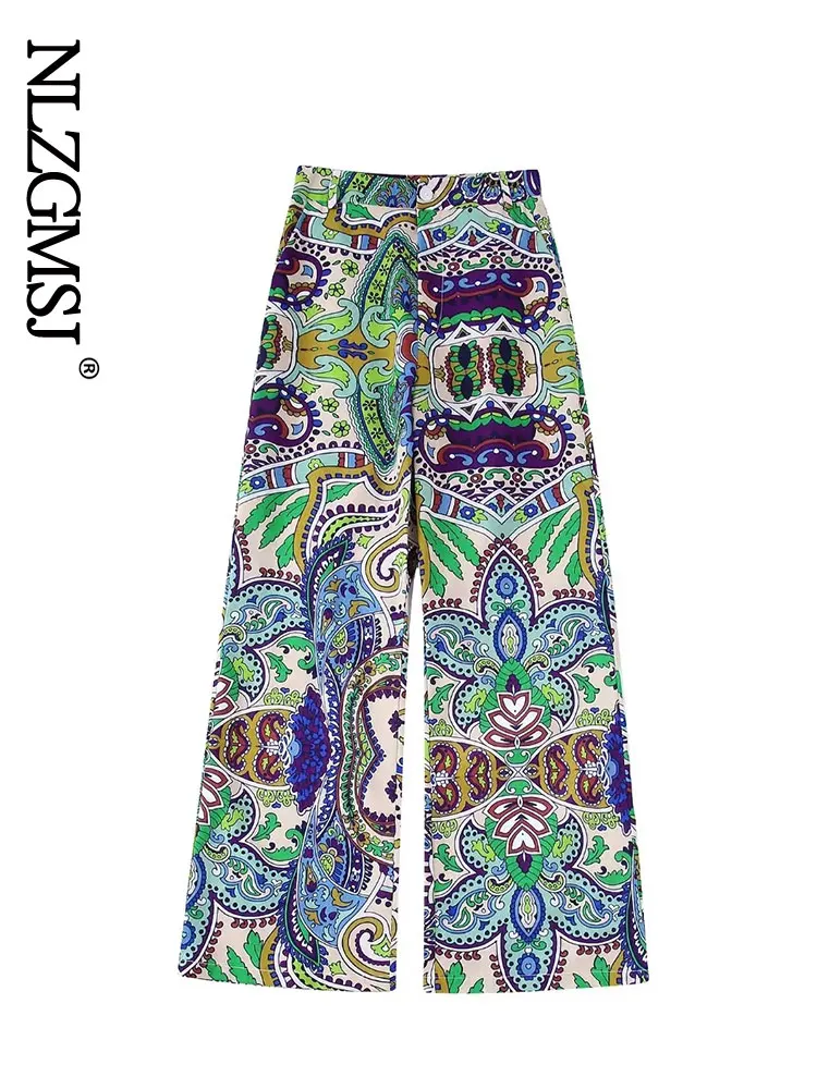 

Nlzgmsj Women Spring Autumn Straight Pants Women Holiday Wide Leg Pants Ladies Aesthetic Pattern Trousers Women 202207