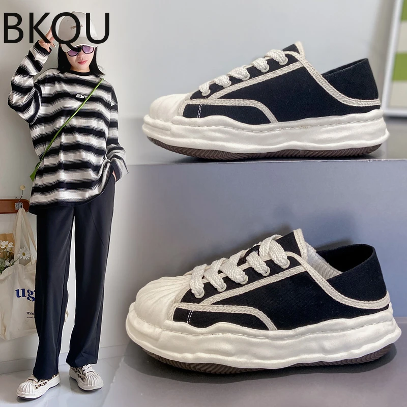 

BKQU нишевые туфли с ракушками, женские весенние туфли, новинка 2022, сетчатые красные универсальные повседневные и удобные холщовые туфли на т...