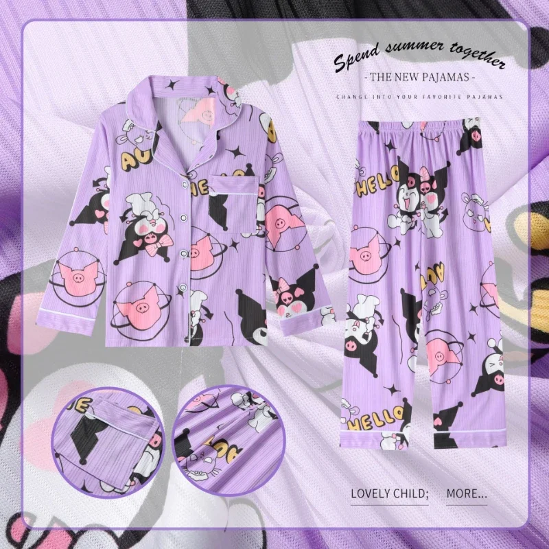 Sanrio Hello Kitty детский милый модный комплект одежды для сна Cinnamoroll Kuromi девочек