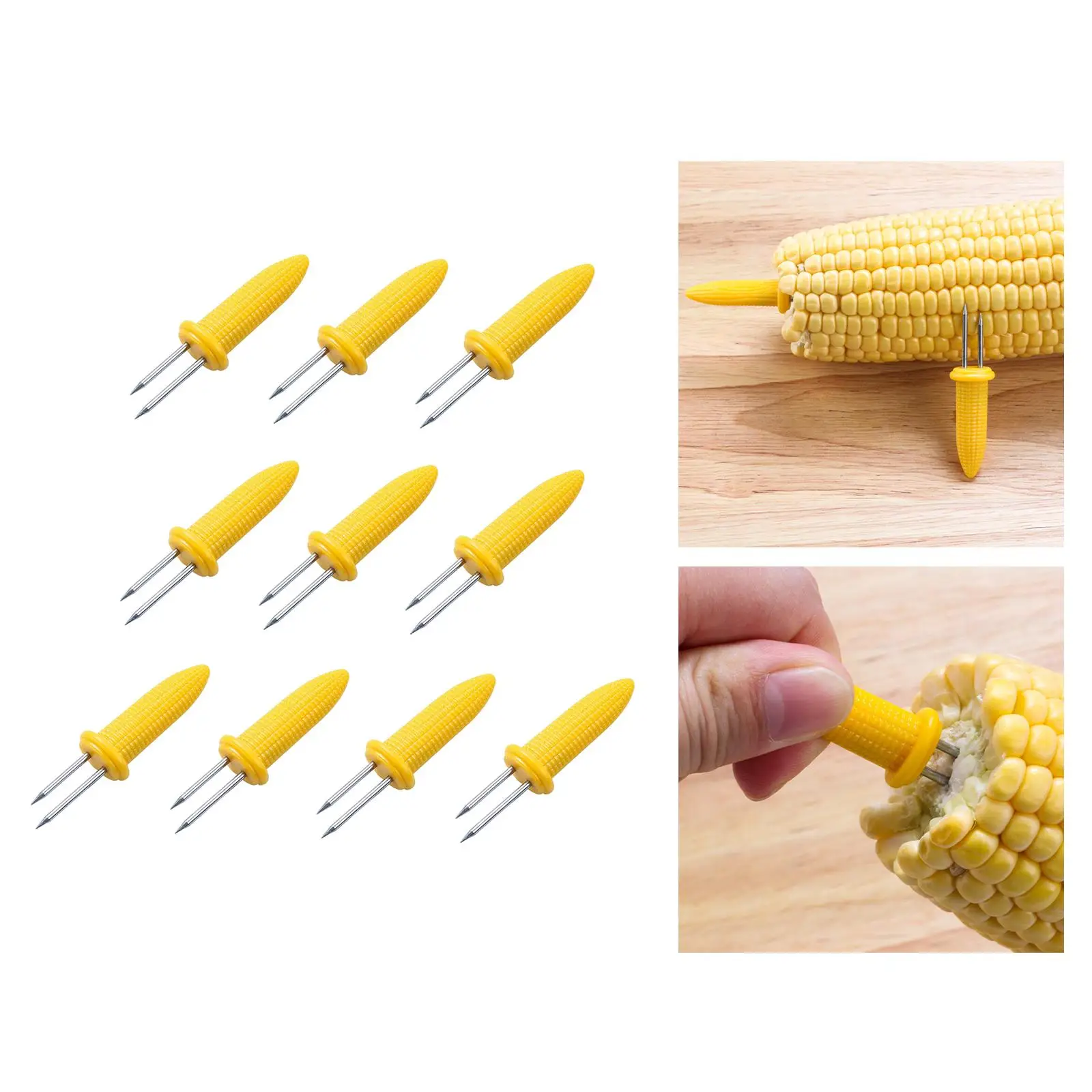 

Corn Holders Fork Stainless Steel Portable COB Skewers Fork Corn Skewer Holders for Barbecue Tool Outdoor Camping Gatherings