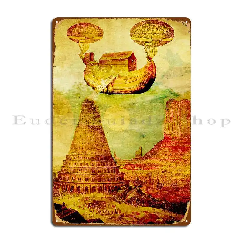 The Noah S Ark Arrives On Tower Of Babel Металлическая табличка Настенный декор на заказ Настенная