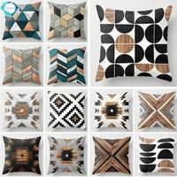 polyester decorative pillowcase wood background mable throw pillow case geometry ethnic tribal print cushion cover for home sofa