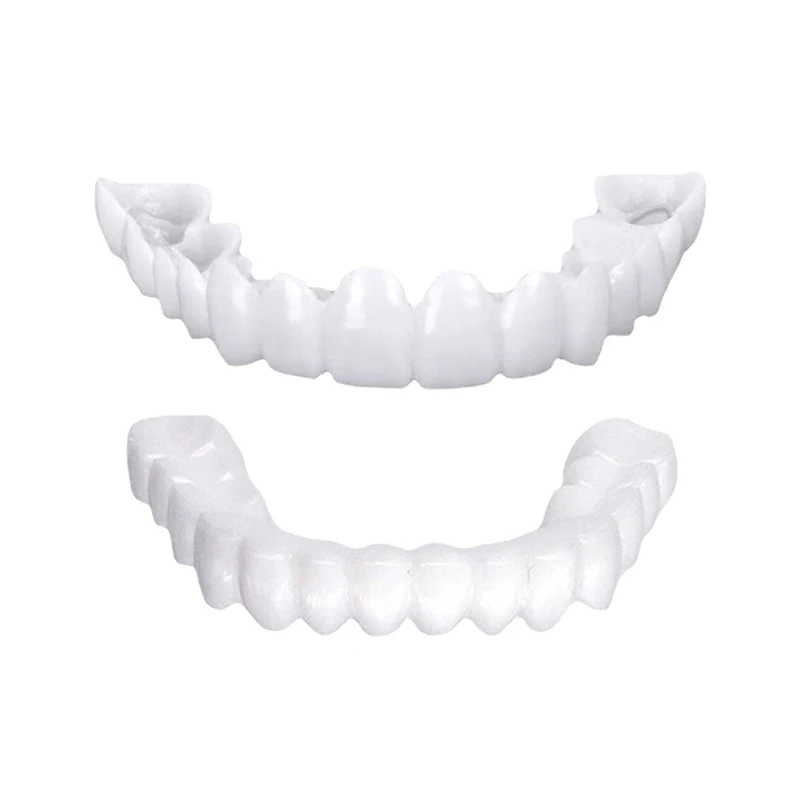 

New Teeth Veneers Instant Smile Oral Whitening Braces Upper & Lower Temporary False Tooth Cover Denture Set For Party Festival