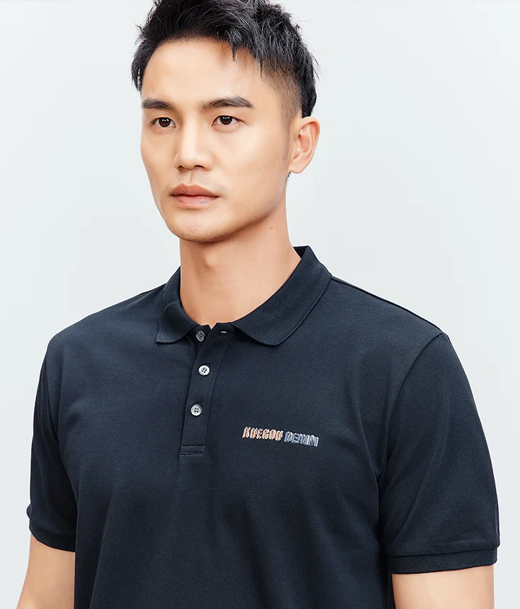

B8287 American fashion Lapel t-shirt men's new back print men's short sleeves.