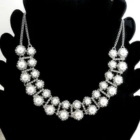 renya fashion pearl diamond 2 rows short necklace for women wedding party crystal bridal statement necklace jewelery costume