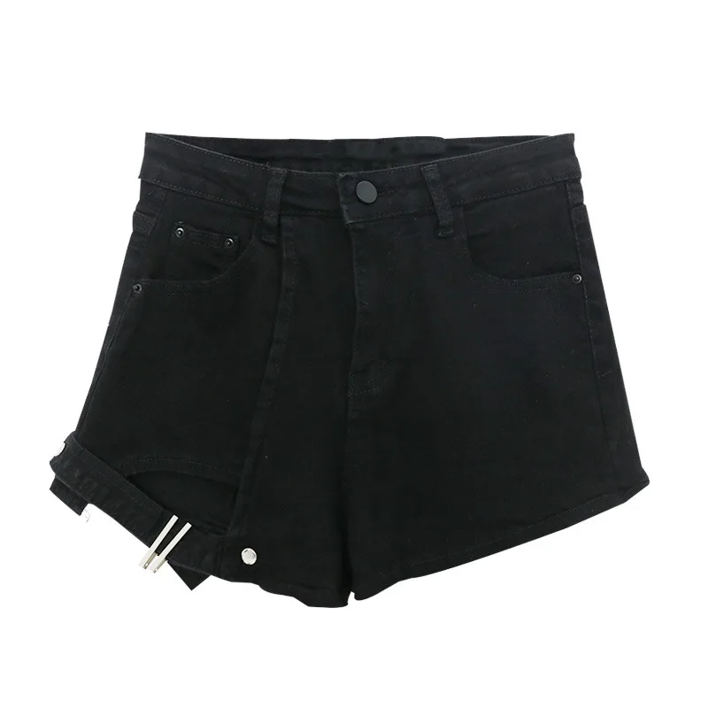 Denim Shorts Women's Large Size 2022 Summer New Retro Irregular Ripped Wide-leg Hot Shorts High Waist Thigh Belt Jeans Shorts