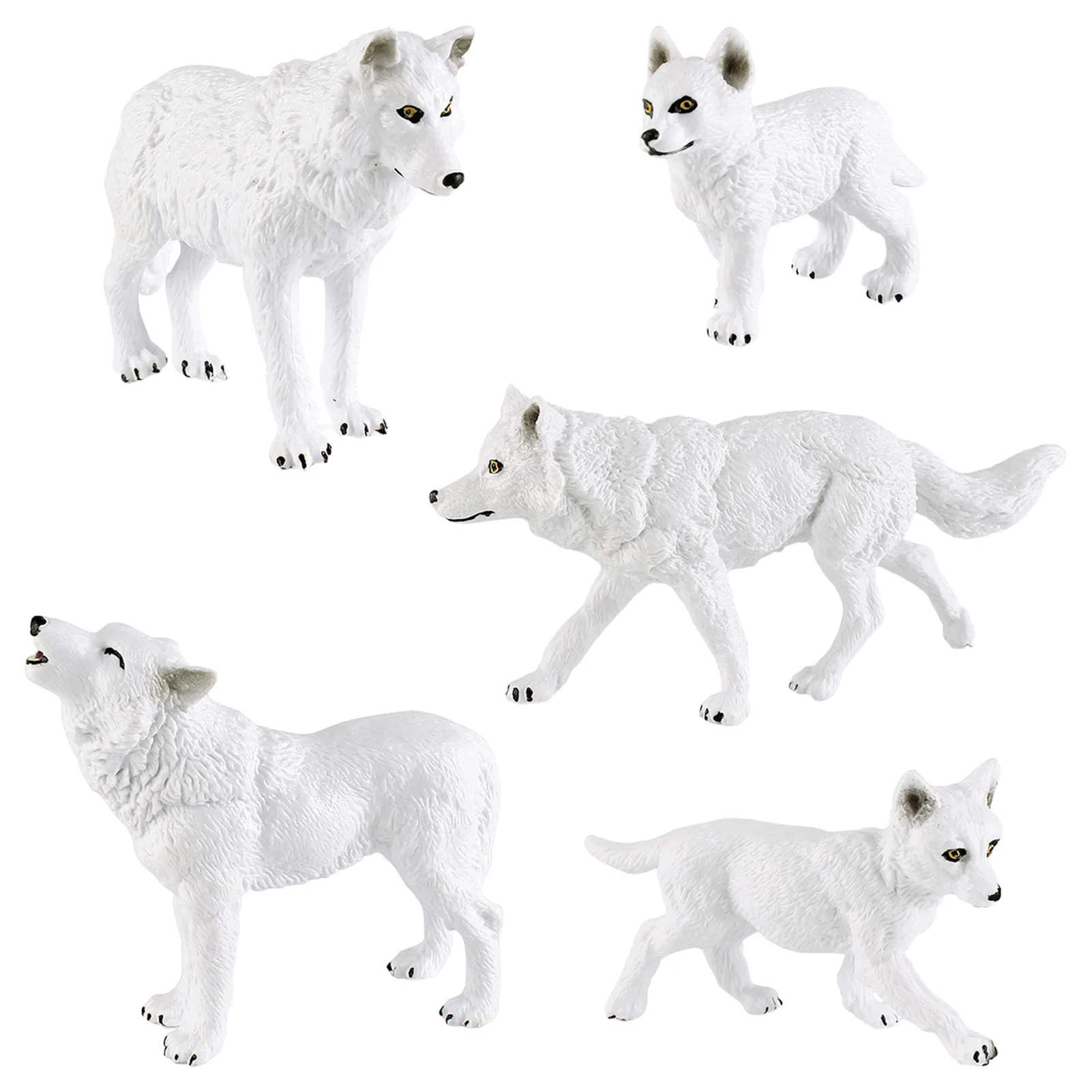 

5 Pcs Wolf Toy Figurines Set Realistic Arctic Wolf Animals Figures Miniature Toys Preschool Educational Playset For Boys And