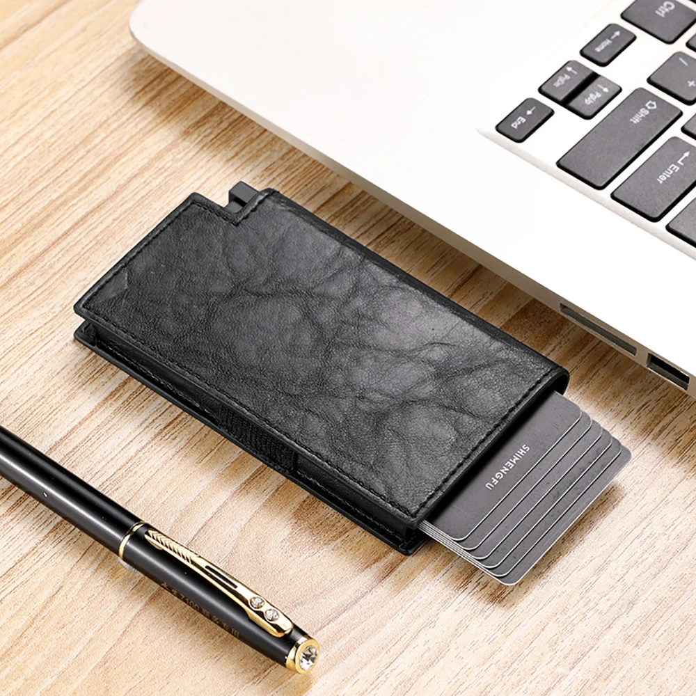 ID Credit Bank Card Holder Wallets Men Luxury Brand Anti Rfid Blocking Protected Carbon Fiber Mini Money Wallet Aluminum Wallet