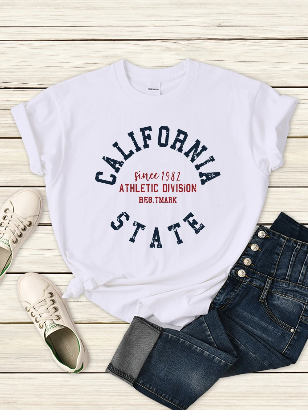 

Since 1982 California State Street Letter T Shirts For Women Summer Soft T-Shirt Vintage Hip Hop Tee Clothes Street Short Sleeve