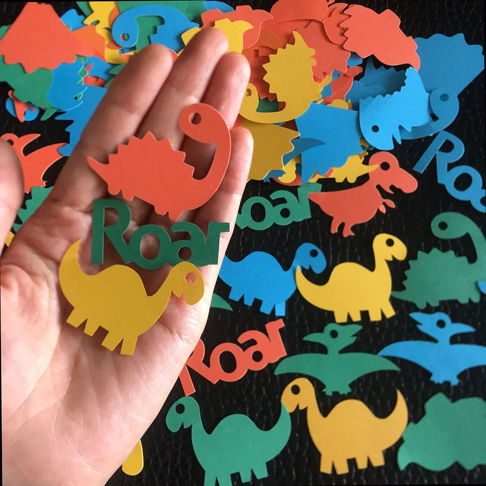

100Pcs Dinosaur Theme Birthday Party Confetti Dino Jungle Jurassic Table Confetti Roar T-Rex Baby Shower Decorations
