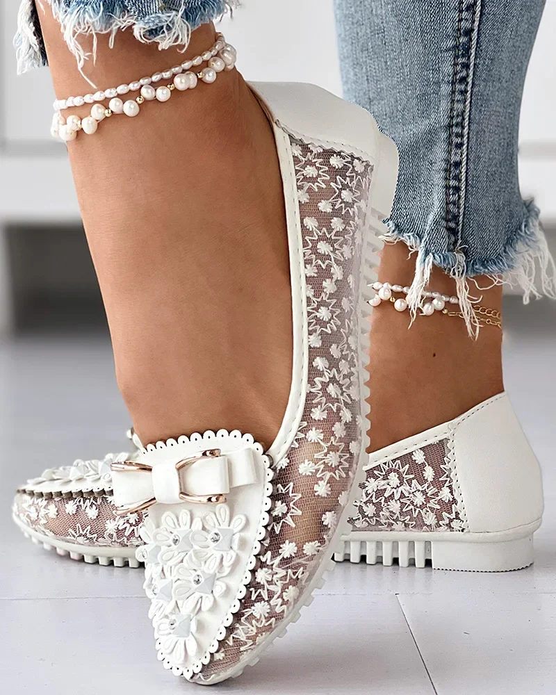 Летние дышащие однотонные туфли с вулканизированной подошвой лоферы цветочной